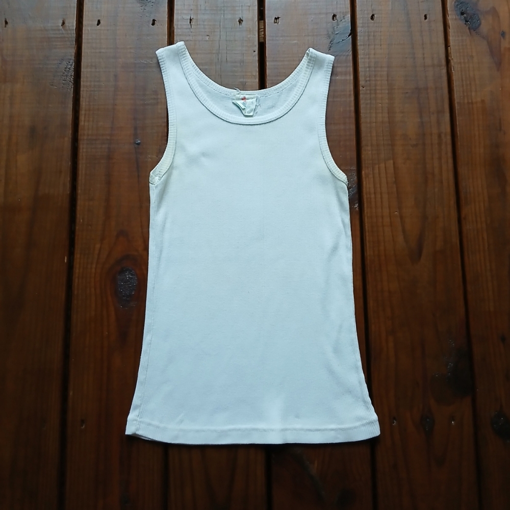 Vintage 80's 90's S basic white ribbed sleeveless tank top